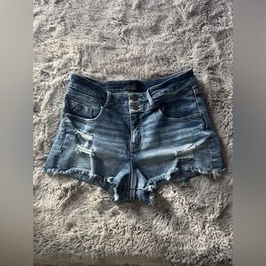Buckle Black Distressed Jean Shorts